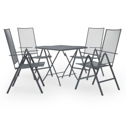 vidaXL Juego de muebles de comedor de jardín 5 piezas acero antracita