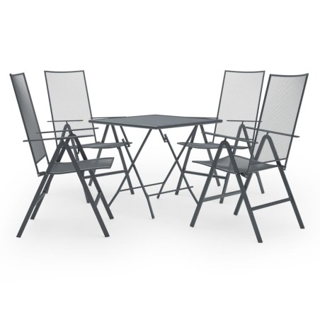 vidaXL Juego de muebles de comedor de jardín 5 piezas acero antracita