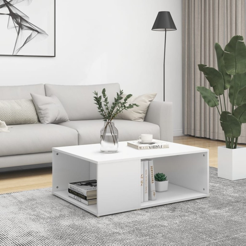 vidaXL Mesa de centro madera contrachapada blanco 90x67x33 cm vidaXL Mesa de centro madera contrachapada blanco 90x67x33 cm