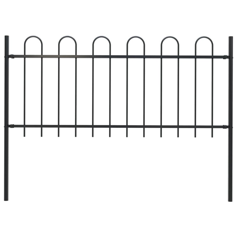 vidaXL Valla de jardín con puntas de aro acero negro 1,7 m