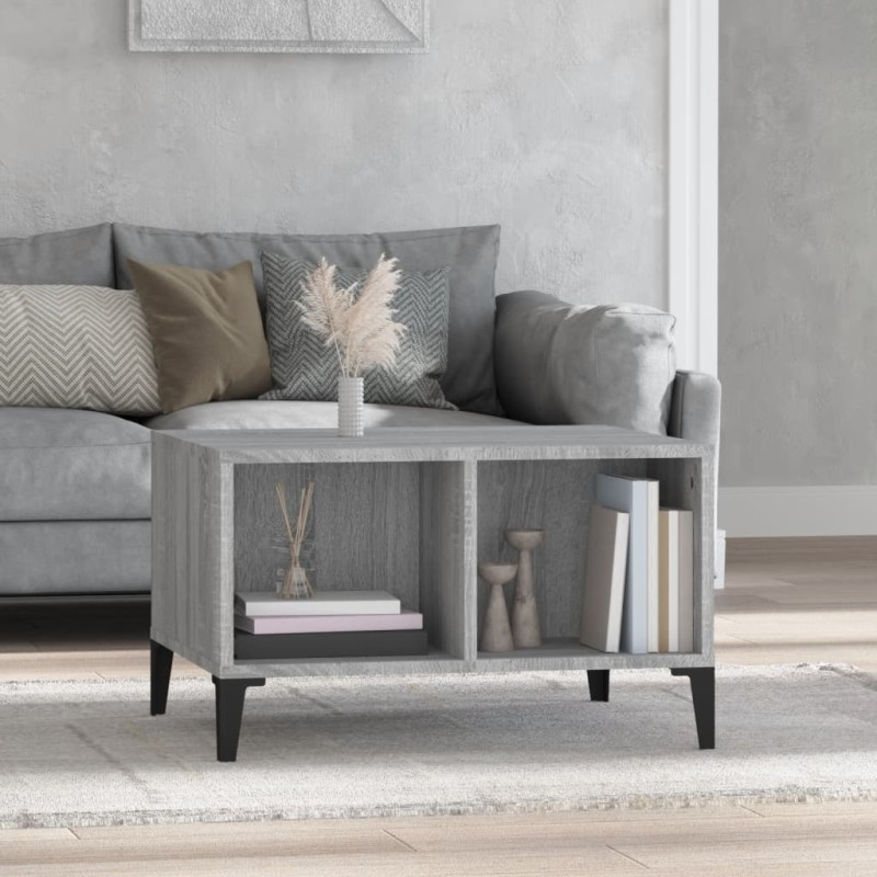 vidaXL Mesa de centro madera contrachapada gris Sonoma 60x50x36,5 cm