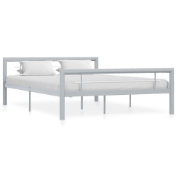 vidaXL Estructura de cama de metal gris y blanco 160x200 cm