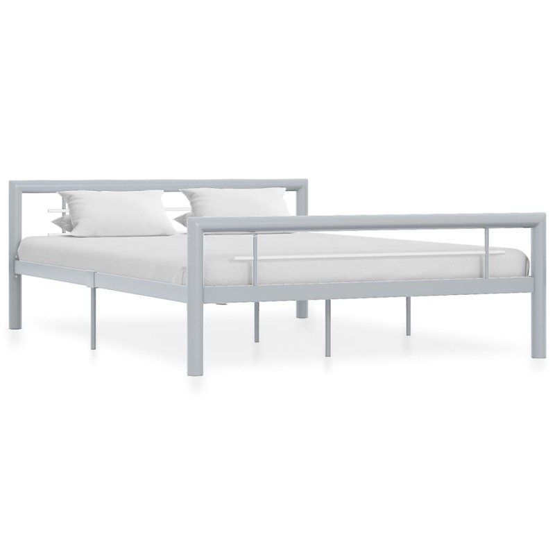 vidaXL Estructura de cama de metal gris y blanco 160x200 cm vidaXL Estructura de cama de metal gris y blanco 160x200 cm