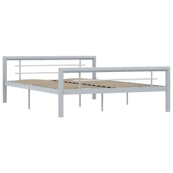 vidaXL Estructura de cama de metal gris y blanco 160x200 cm