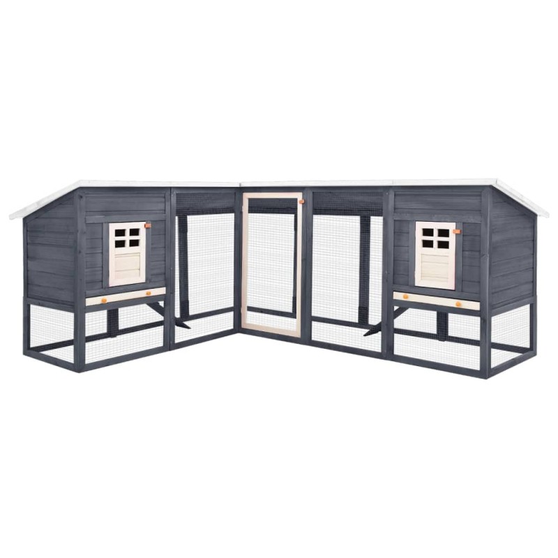 vidaXL Conejera de exterior con corredor madera de abeto gris y blanco vidaXL Conejera de exterior con corredor madera de abeto gris y blanco