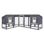 vidaXL Conejera de exterior con corredor madera de abeto gris y blanco vidaXL Conejera de exterior con corredor madera de abeto gris y blanco