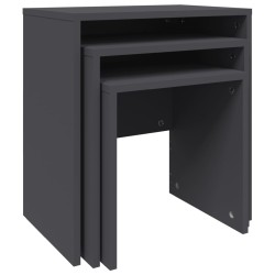 vidaXL Mesas de centro apilables 3 piezas madera contrachapada gris