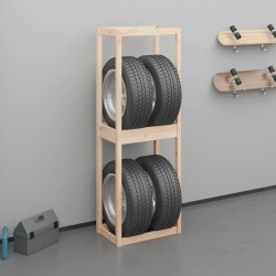 vidaXL Soporte para neumáticos madera maciza de pino 63x40x180 cm