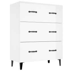 vidaXL Aparador de madera contrachapada blanco brillante 69,5x34x90 cm