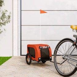 vidaXL Remolque de bicicleta mascotas hierro tela Oxford naranja negro