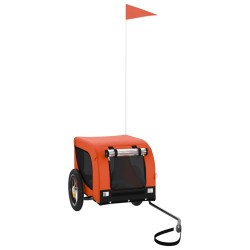 vidaXL Remolque de bicicleta mascotas hierro tela Oxford naranja negro