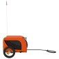 vidaXL Remolque de bicicleta mascotas hierro tela Oxford naranja negro vidaXL Remolque de bicicleta mascotas hierro tela Oxford naranja negro