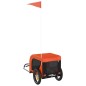 vidaXL Remolque de bicicleta mascotas hierro tela Oxford naranja negro vidaXL Remolque de bicicleta mascotas hierro tela Oxford naranja negro