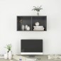 vidaXL Mueble TV de pared madera contrachapada gris brillo 37x37x72 cm