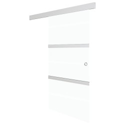 vidaXL Puerta corredera vidrio ESG y aluminio plateado 90x205 cm