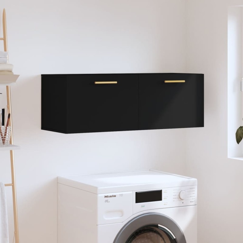 vidaXL Armario de pared madera de ingeniería negro 100x36,5x35 cm vidaXL Armario de pared madera de ingeniería negro 100x36,5x35 cm