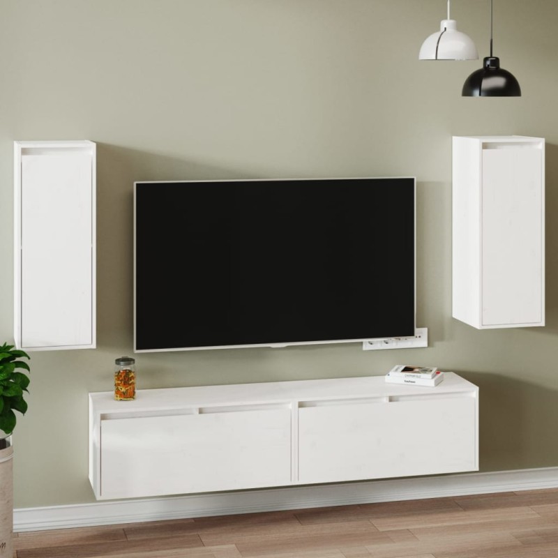 vidaXL Armario de pared 2 uds madera maciza de pino blanco 30x30x80 cm vidaXL Armario de pared 2 uds madera maciza de pino blanco 30x30x80 cm