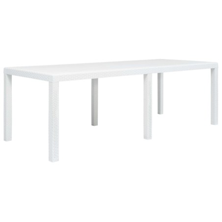 vidaXL Mesa de jardín plástico aspecto de ratán blanco 220x90x72 cm 