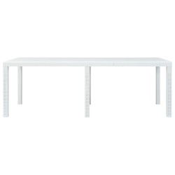 vidaXL Mesa de jardín plástico aspecto de ratán blanco 220x90x72 cm 