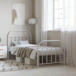 vidaXL Estructura cama metal con cabecero y pie cama blanca 90x200 cm