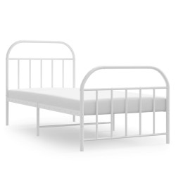 vidaXL Estructura cama metal con cabecero y pie cama blanca 90x200 cm