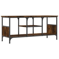 vidaXL Mueble TV hierro madera contrachapada roble ahumado 100x35x45cm