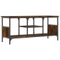 vidaXL Mueble TV hierro madera contrachapada roble ahumado 100x35x45cm vidaXL Mueble TV hierro madera contrachapada roble ahumado 100x35x45cm