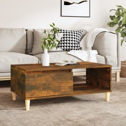 vidaXL Mesa de centro madera contrachapada roble ahumado 90x50x36,5 cm