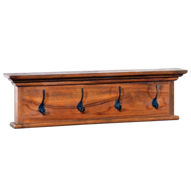 vidaXL Perchero de pared de madera maciza de teca 70x10x20 cm