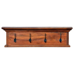 vidaXL Perchero de pared de madera maciza de teca 70x10x20 cm