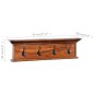 vidaXL Perchero de pared de madera maciza de teca 70x10x20 cm