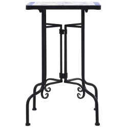vidaXL Mesa auxiliar de mosaico cerámica azul y blanco