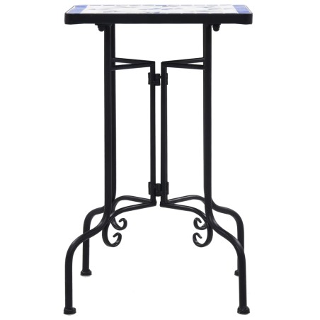 vidaXL Mesa auxiliar de mosaico cerámica azul y blanco