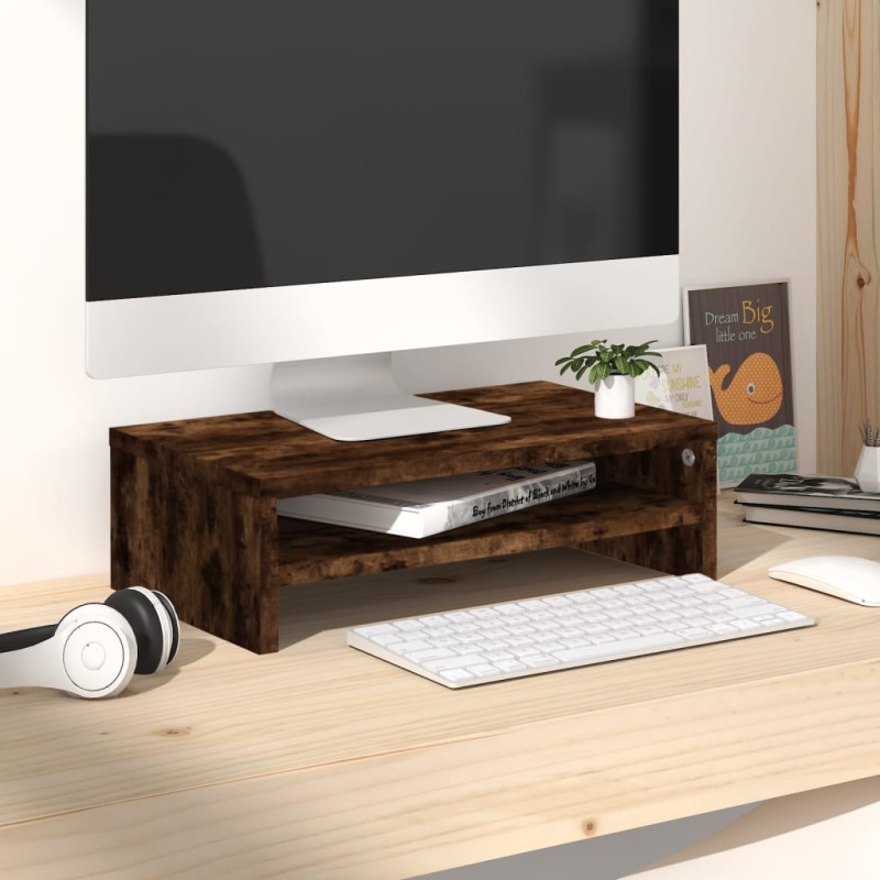 vidaXL Soporte monitor madera contrachapada roble ahumado 42x24x13 cm vidaXL Soporte monitor madera contrachapada roble ahumado 42x24x13 cm