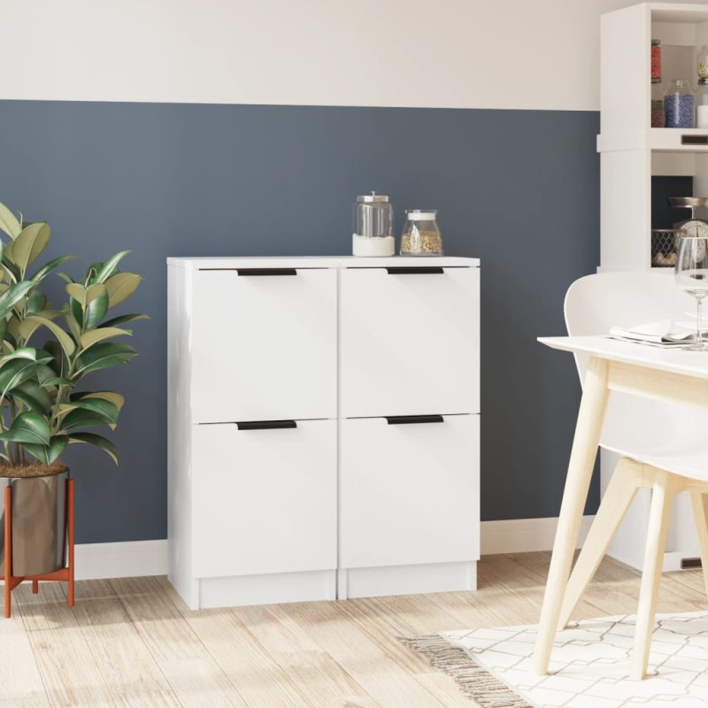 vidaXL Aparadores 2 uds madera contrachapada blanco 30x30x70 cm vidaXL Aparadores 2 uds madera contrachapada blanco 30x30x70 cm