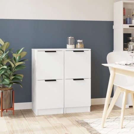 vidaXL Aparadores 2 uds madera contrachapada blanco 30x30x70 cm