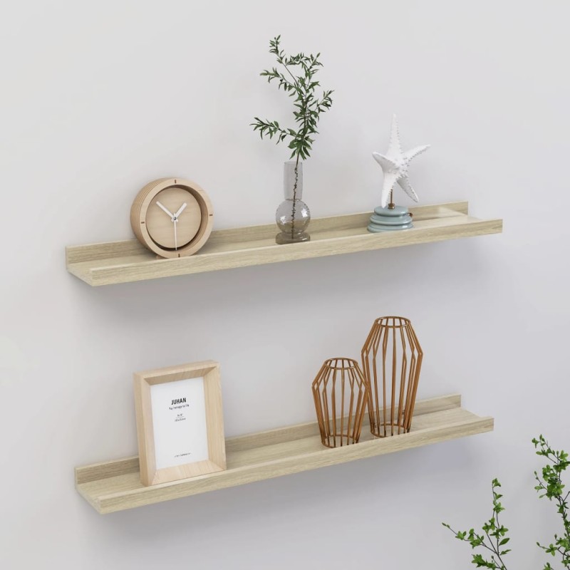 vidaXL Estantes de pared 2 unidades roble Sonoma 60x9x3 cm
