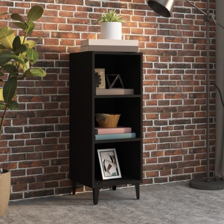 vidaXL Aparador de madera de ingeniería negro 34,5x32,5x90 cm