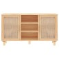 vidaXL Aparador marrón madera pino maciza y ratán natural 105x30x60 cm