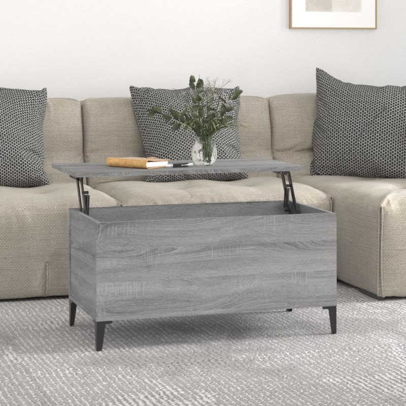 vidaXL Mesa de centro madera contrachapada gris Sonoma 90x44,5x45 cm vidaXL Mesa de centro madera contrachapada gris Sonoma 90x44,5x45 cm
