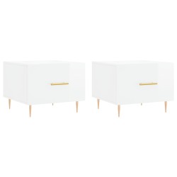 vidaXL Mesa de centro 2 uds madera ingeniería blanco brillo 50x50x40cm