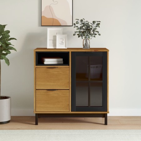 vidaXL Aparador con puerta de vidrio FLAM madera de pino 80x40x80 cm