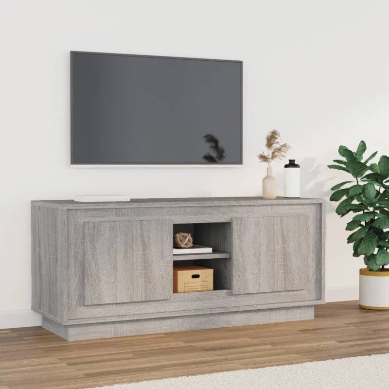 vidaXL Mueble para TV madera contrachapada gris Sonoma 102x35x45 cm vidaXL Mueble para TV madera contrachapada gris Sonoma 102x35x45 cm