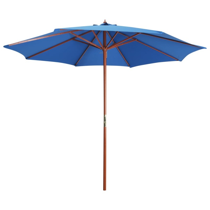 vidaXL Sombrilla de jardín con palo de madera azul 300x258 cm