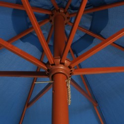 vidaXL Sombrilla de jardín con palo de madera azul 300x258 cm