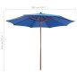 vidaXL Sombrilla de jardín con palo de madera azul 300x258 cm
