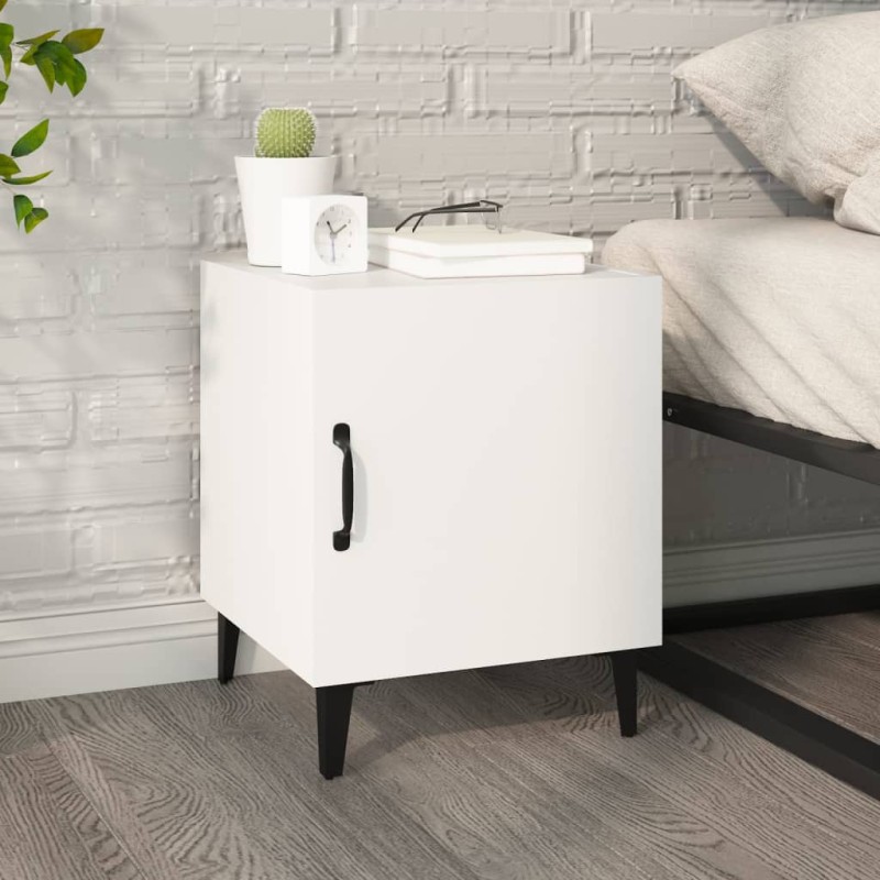 vidaXL Mesita de noche madera contrachapada blanco vidaXL Mesita de noche madera contrachapada blanco