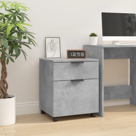 vidaXL Archivador ruedas madera contrachapada gris hormigón 45x38x54cm