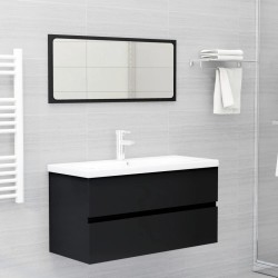 vidaXL Armario para lavabo madera contrachapada negro 90x38,5x45 cm