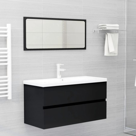 vidaXL Armario para lavabo madera contrachapada negro 90x38,5x45 cm